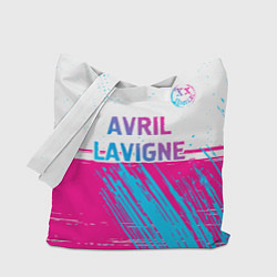 Сумка-шопер Avril Lavigne neon gradient style посередине, цвет: 3D-принт