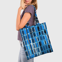 Сумка-шопер Синие прямоугольники, цвет: 3D-принт — фото 2