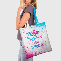 Сумка-шопер Led Zeppelin neon gradient style, цвет: 3D-принт — фото 2