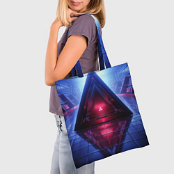 Сумка-шопер Фиолетовое свечение за треугольной абстракцией, цвет: 3D-принт — фото 2