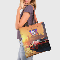 Сумка-шопер GTA 6 авто вид сзади, цвет: 3D-принт — фото 2