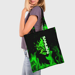 Сумка-шопер Samurai green fire toxic, цвет: 3D-принт — фото 2