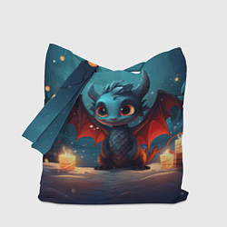 Сумка-шопер Синий загадочный дракон, цвет: 3D-принт