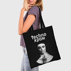 Сумка-шопер Techno храм монашка держит четки с крестиком, цвет: 3D-принт — фото 2