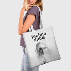 Сумка-шопер Techno храм монашка улыбается, цвет: 3D-принт — фото 2