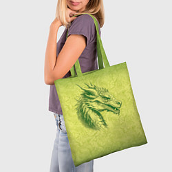 Сумка-шопер Зеленый нарисованный дракон с открытой пастью, цвет: 3D-принт — фото 2
