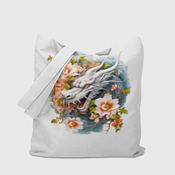 Сумка-шопер Китайский дракон в цветах сакуры, цвет: 3D-принт