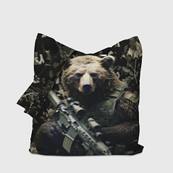 Сумка-шопер Медведь солдат с винтовкой, цвет: 3D-принт