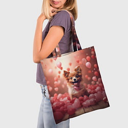 Сумка-шопер Маленькая собачка в сердечках, цвет: 3D-принт — фото 2