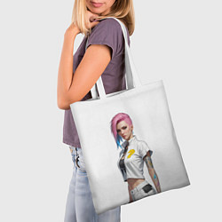 Сумка-шопер Девушка в белом Cyberpunk 2077, цвет: 3D-принт — фото 2