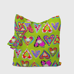 Сумка-шопер Разноцветные сердца в мексиканском стиле, цвет: 3D-принт