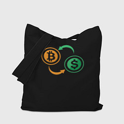 Сумка-шопер Криптовалюта биткоин и доллар, цвет: 3D-принт