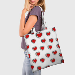 Сумка-шопер Стикеры наклейки объемные сердечки, цвет: 3D-принт — фото 2