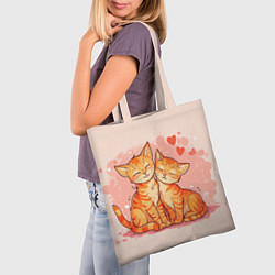 Сумка-шопер Влюбленные рыжики котики 14 февраля, цвет: 3D-принт — фото 2