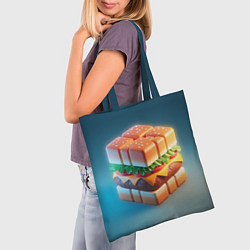 Сумка-шопер Абстрактный гамбургер в форме куба, цвет: 3D-принт — фото 2