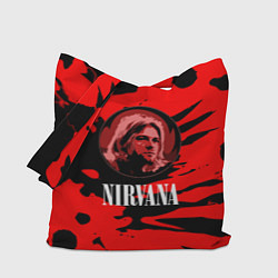Сумка-шопер Nirvana красные краски рок бенд, цвет: 3D-принт