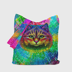 Сумка-шопер Цветной кот, цвет: 3D-принт