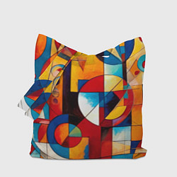 Сумка-шопер Абстракция из ярких цветов и геометрических фигур, цвет: 3D-принт