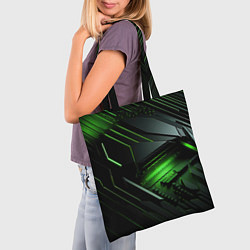 Сумка-шопер Металл и зеленый яркий неоновый свет, цвет: 3D-принт — фото 2
