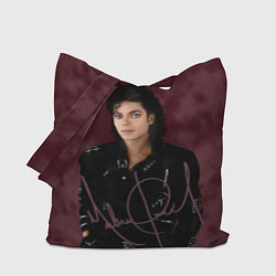 Сумка-шопер Michael Jackson на бордовом фоне, цвет: 3D-принт