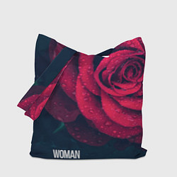 Сумка-шопер Красная роза на чёрном - woman, цвет: 3D-принт