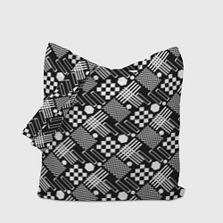 Сумка-шопер Черно белый узор из геометрических фигур, цвет: 3D-принт