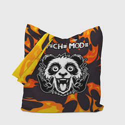 Сумка-шопер Depeche Mode рок панда и огонь, цвет: 3D-принт