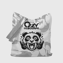 Сумка-шопер Ozzy Osbourne рок панда на светлом фоне, цвет: 3D-принт
