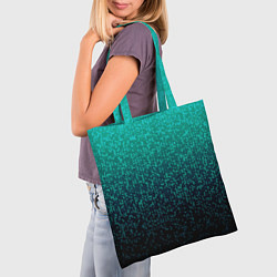 Сумка-шопер Градиент мелкая мозаика аквамарин, цвет: 3D-принт — фото 2