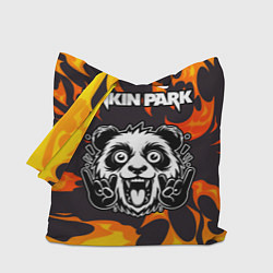 Сумка-шопер Linkin Park рок панда и огонь, цвет: 3D-принт