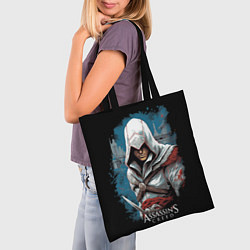 Сумка-шопер Assassins creed белый костюм, цвет: 3D-принт — фото 2