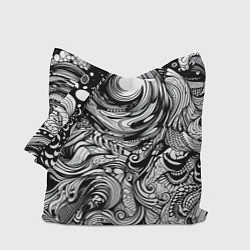 Сумка-шопер Черные и белые абстрактные узоры, цвет: 3D-принт