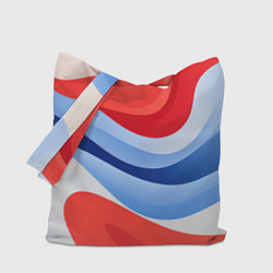 Сумка-шопер Волнистые полосы красные белые синие, цвет: 3D-принт