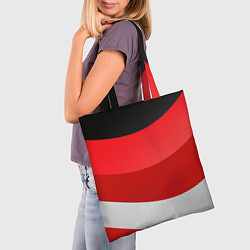 Сумка-шопер Объемные волны абстракции и геометрии белый красны, цвет: 3D-принт — фото 2