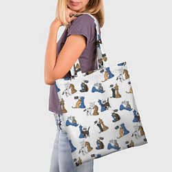 Сумка-шопер Котики и шахматы белый, цвет: 3D-принт — фото 2