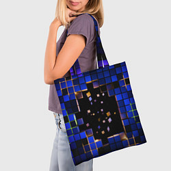 Сумка-шопер Окно в пространство - синие кубы, цвет: 3D-принт — фото 2