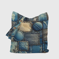 Сумка-шопер Denim patchwork - ai art, цвет: 3D-принт