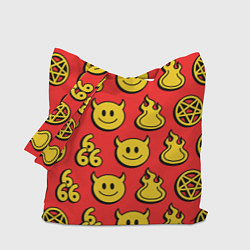 Сумка-шопер 666 y2k emoji pattern, цвет: 3D-принт