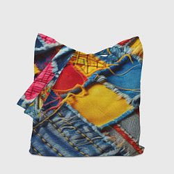 Сумка-шопер Colorful denim patchwork - ai art, цвет: 3D-принт