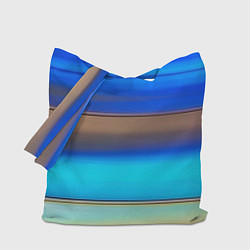 Сумка-шопер Голубые и коричневые полосы, цвет: 3D-принт