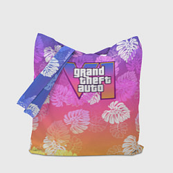 Сумка-шопер Grand Theft Auto VI - пальмы, цвет: 3D-принт