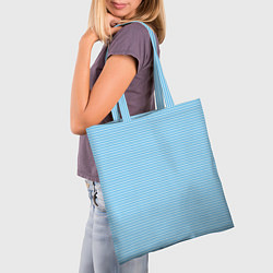 Сумка-шопер Светлый голубой в белую полоску, цвет: 3D-принт — фото 2