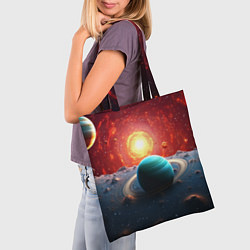 Сумка-шопер Космос и разные планеты, цвет: 3D-принт — фото 2