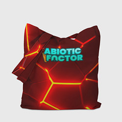 Сумка-шопер Abiotic Factor логотип на красном неоновом фоне, цвет: 3D-принт