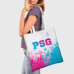 Сумка-шопер PSG neon gradient style посередине, цвет: 3D-принт — фото 2