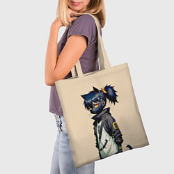 Сумка-шопер Прикольная чёрная кошечка - нейросеть, цвет: 3D-принт — фото 2