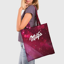 Сумка-шопер Milfa надпись в стиле шоколадки Milka, цвет: 3D-принт — фото 2