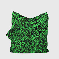 Сумка-шопер Чёрно-зелёный абстрактный узор, цвет: 3D-принт