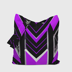 Сумка-шопер Фиолетово-серые полосы на чёрном фоне, цвет: 3D-принт