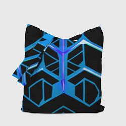 Сумка-шопер Blue lines on a black background, цвет: 3D-принт